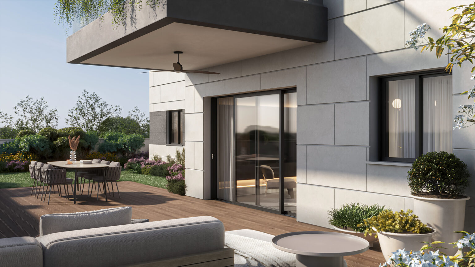 טיפוס E - דירת גן 4 חדרים - קומה 1 - דירה 2 - חוץ 1