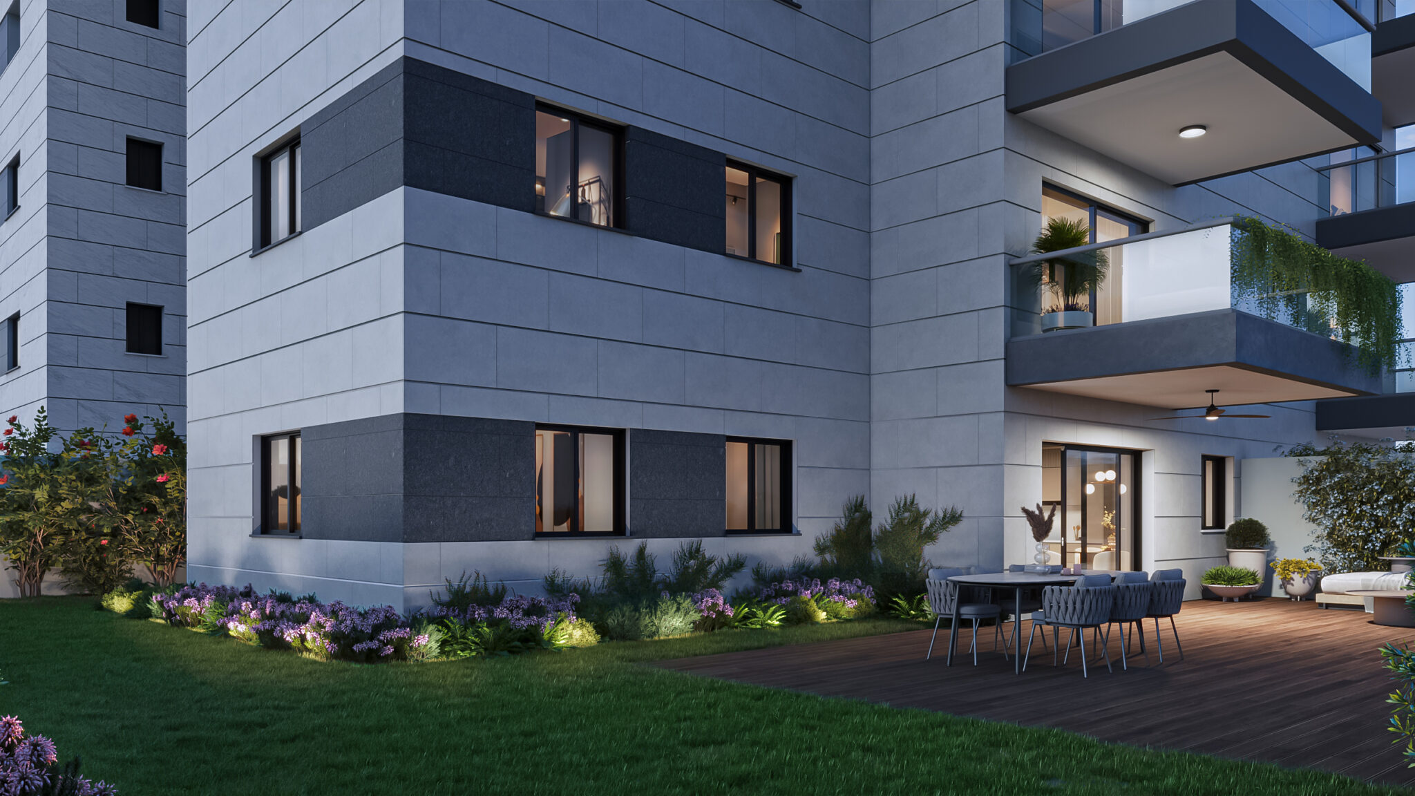 טיפוס E - דירת גן 4 חדרים - קומה 1 - דירה 2 - חוץ 2